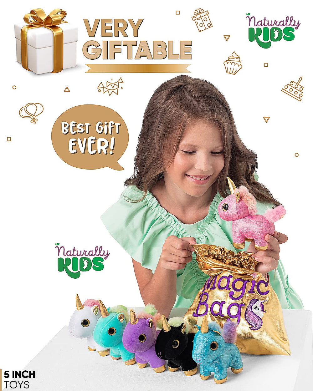 Naturally KIDS blue plush unicorn, durable and kid-friendly for daily use.
