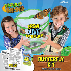 Nature Bound butterfly growing kit enclosure-setup demonstrates easy, safe viewing of growing caterpillars