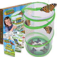Nature Bound butterfly growing kit view of the green cage, inviting kids to observe