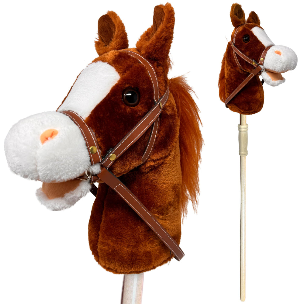 Nature Bound plush hobby horse head with handsewn detail for imaginative play