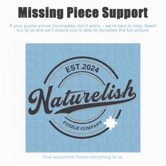 Naturelish 24x24 finished puzzle with poster reference included for easy starting point.