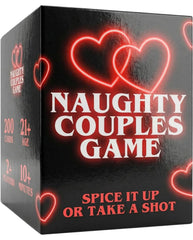 Naughty Couples Game packaging shown as a gift-ready set for romantic date nights.