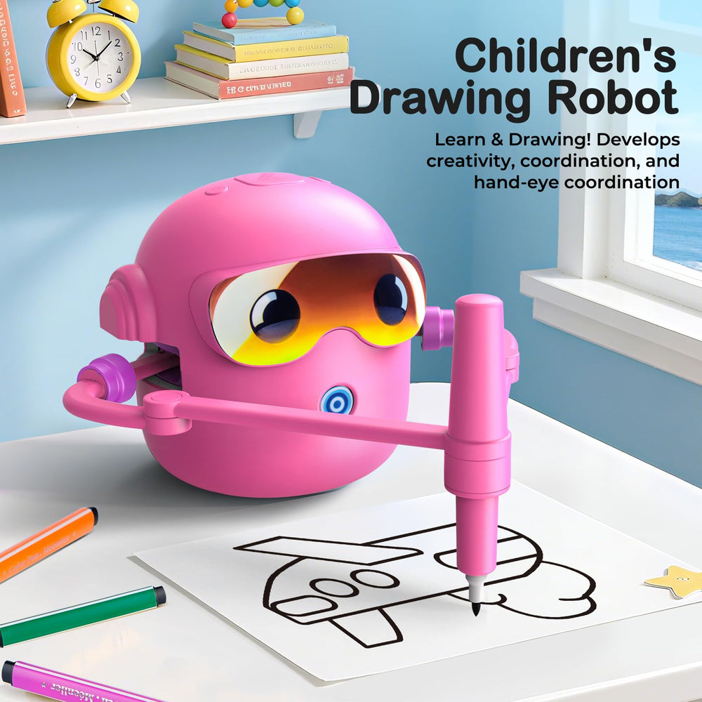 NAUQUOHZ drawing robot displaying 100 cards for step-by-step learning
