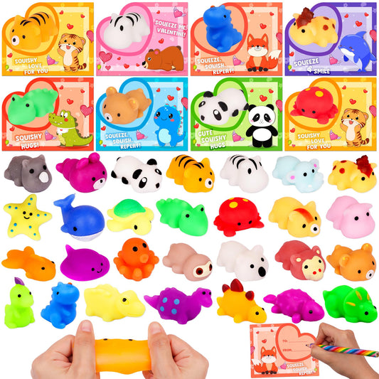 NAWITDA Valentines cards with mochi squishies pack for classroom exchanges