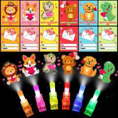 NAWITDA Valentines LED card with animal patterns lights up for kids.