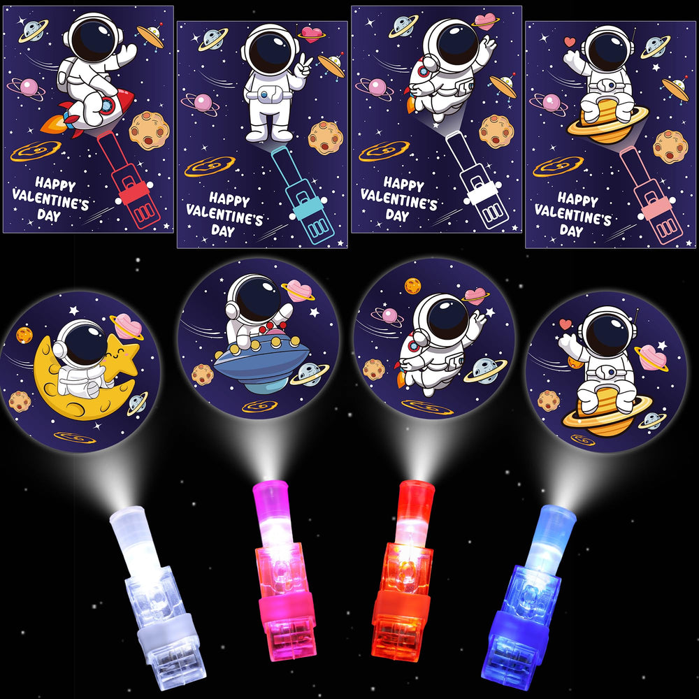 NAWITDA valentines space card with LED light for classroom exchanges.