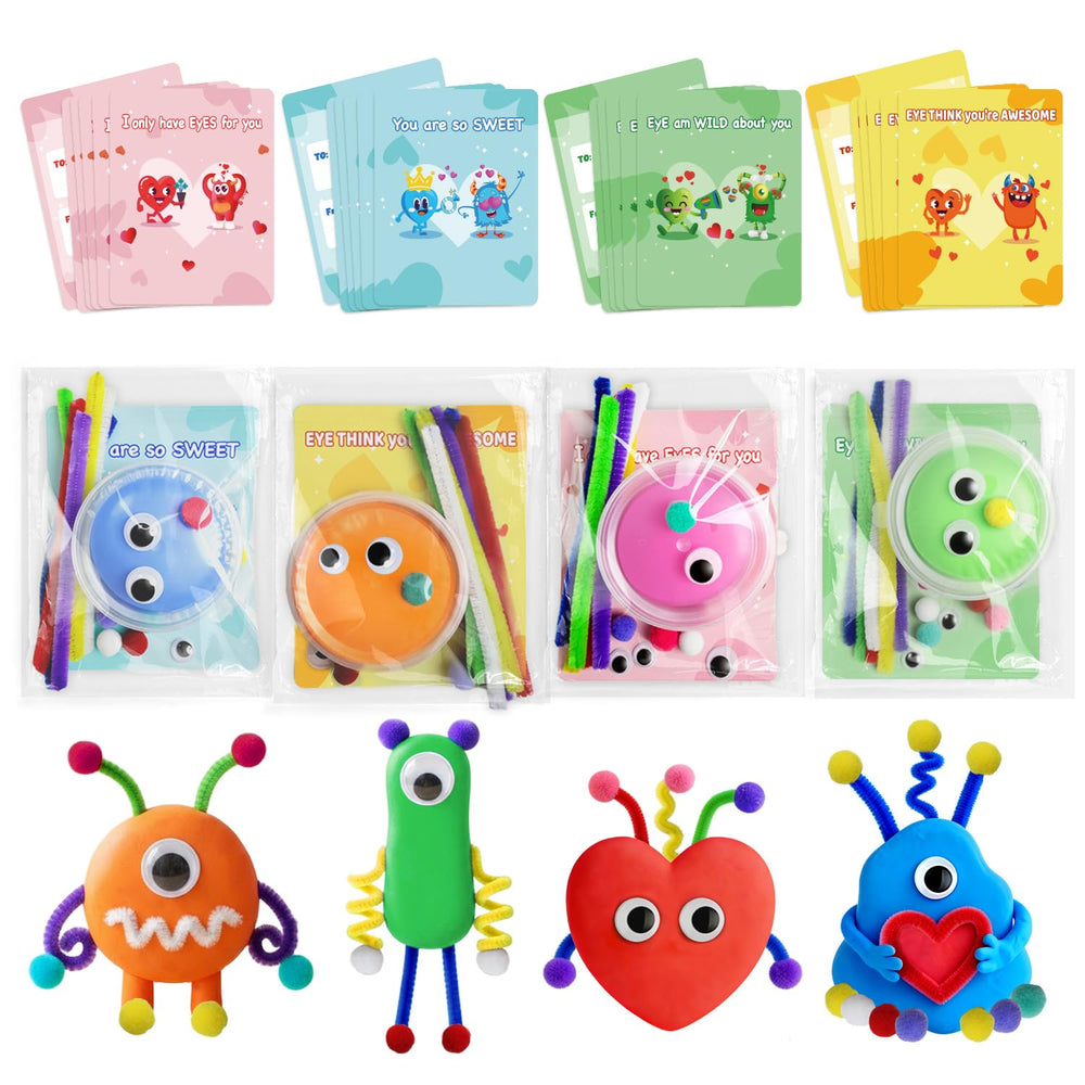 NAXYAN valentines clay kit packaging featuring a complete classroom gift set for kids
