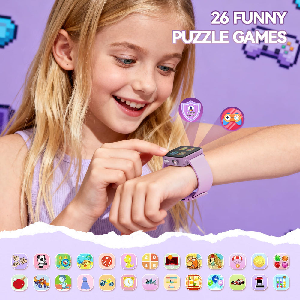 NBKLS Kids Smart Watch puzzle games promoting logic and creativity during play.