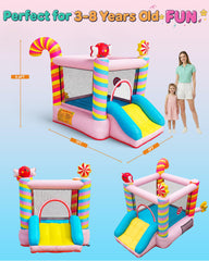 NBSPORT Candy Bounce House compact dimensions fitting in a living room