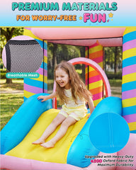 NBSPORT Candy Bounce House interior jumping area with safety mesh