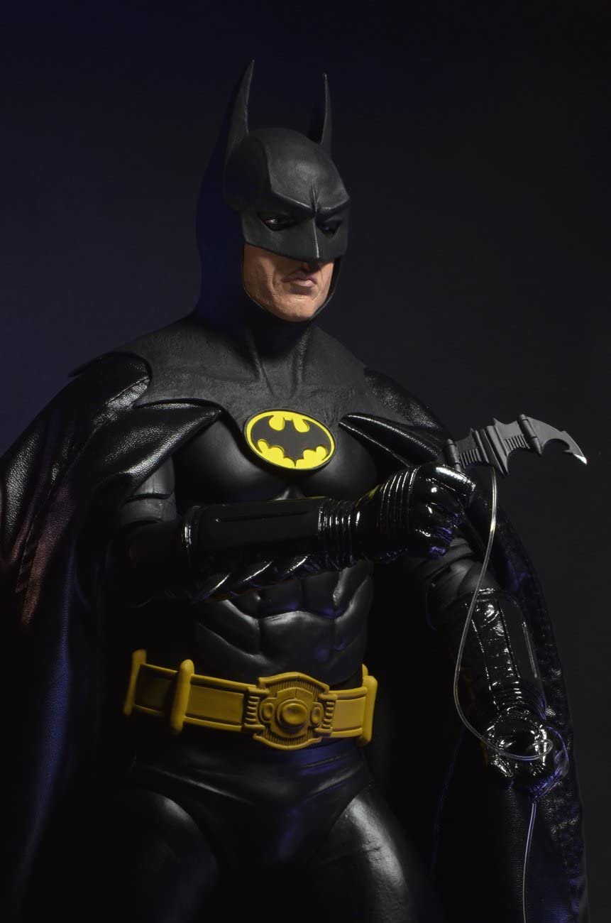 NECA Batman 1989 quarter-scale figure with utility belt, Batarang, and grapple gun accessories