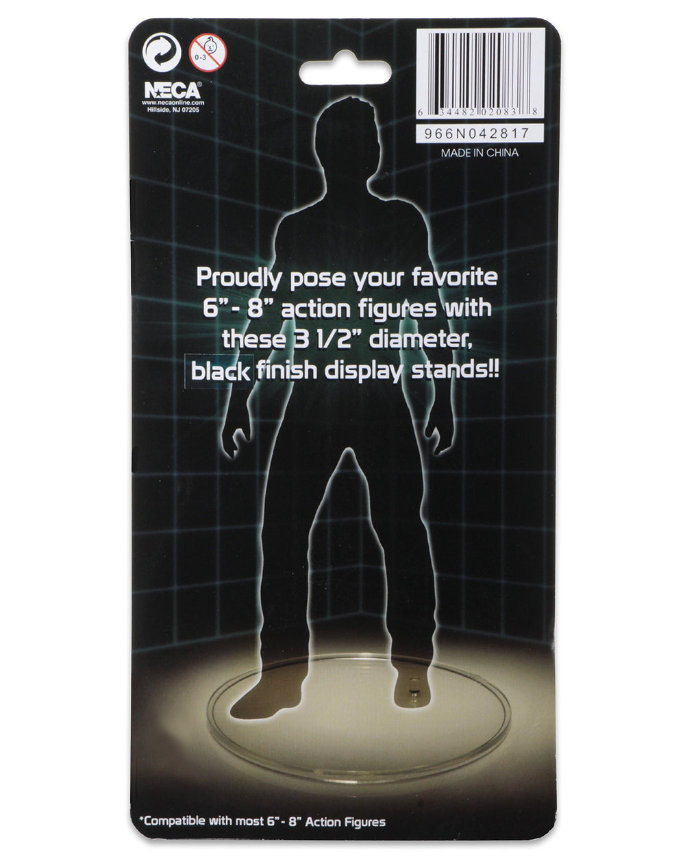 NECA black figure display stand 10-pack side view for stable posing.