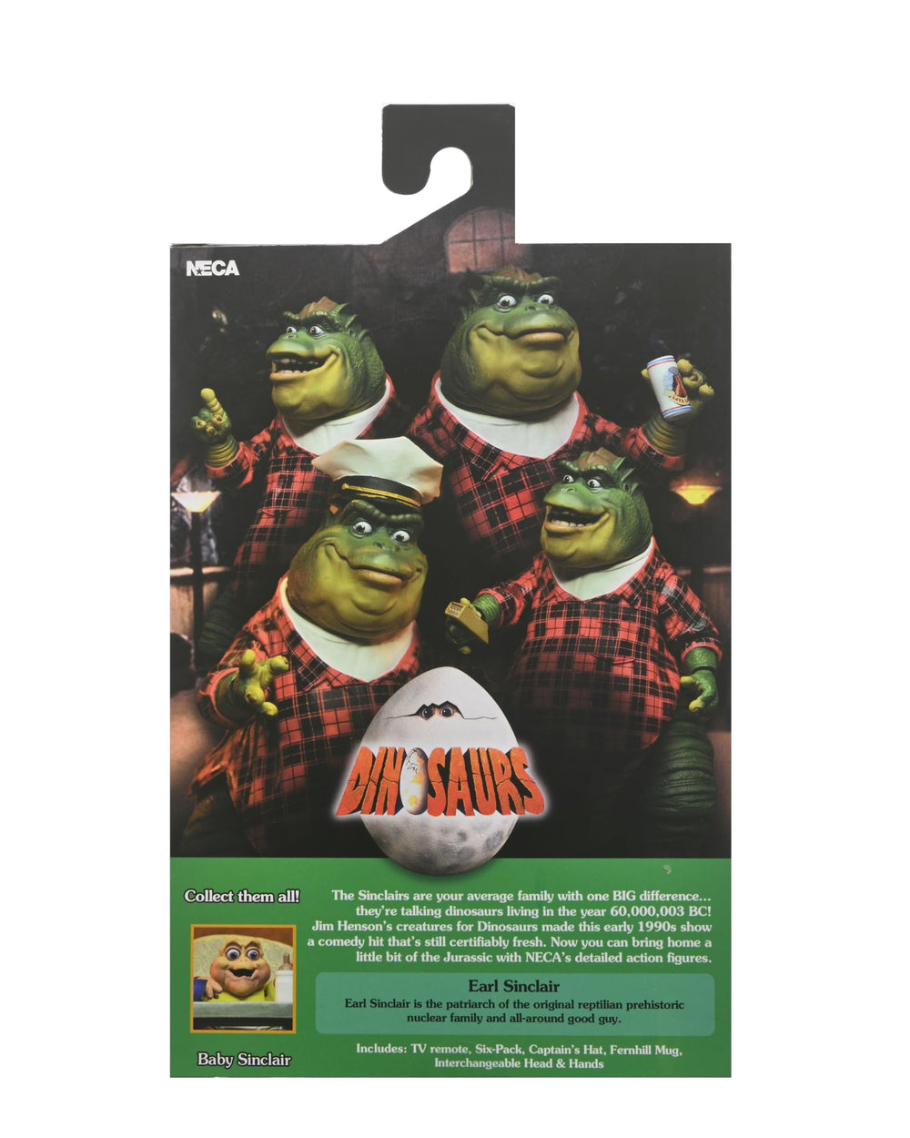 NECA Earl Sinclair 7-inch figure with articulated tail for dynamic action poses.