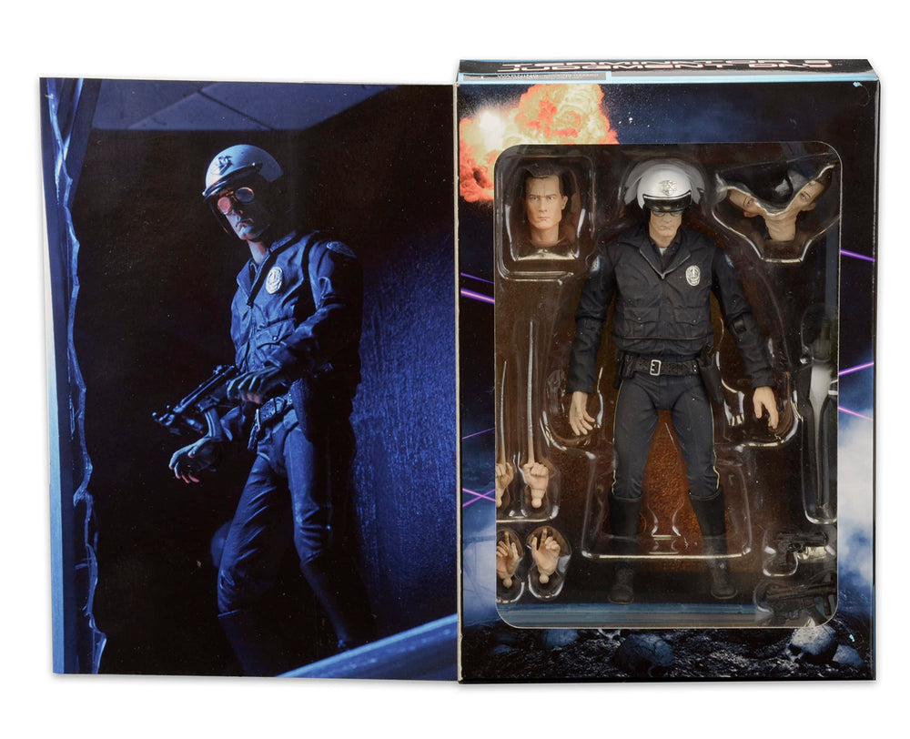 NECA T-1000 Motorcycle Cop figure interchangeable heads for versatile poses