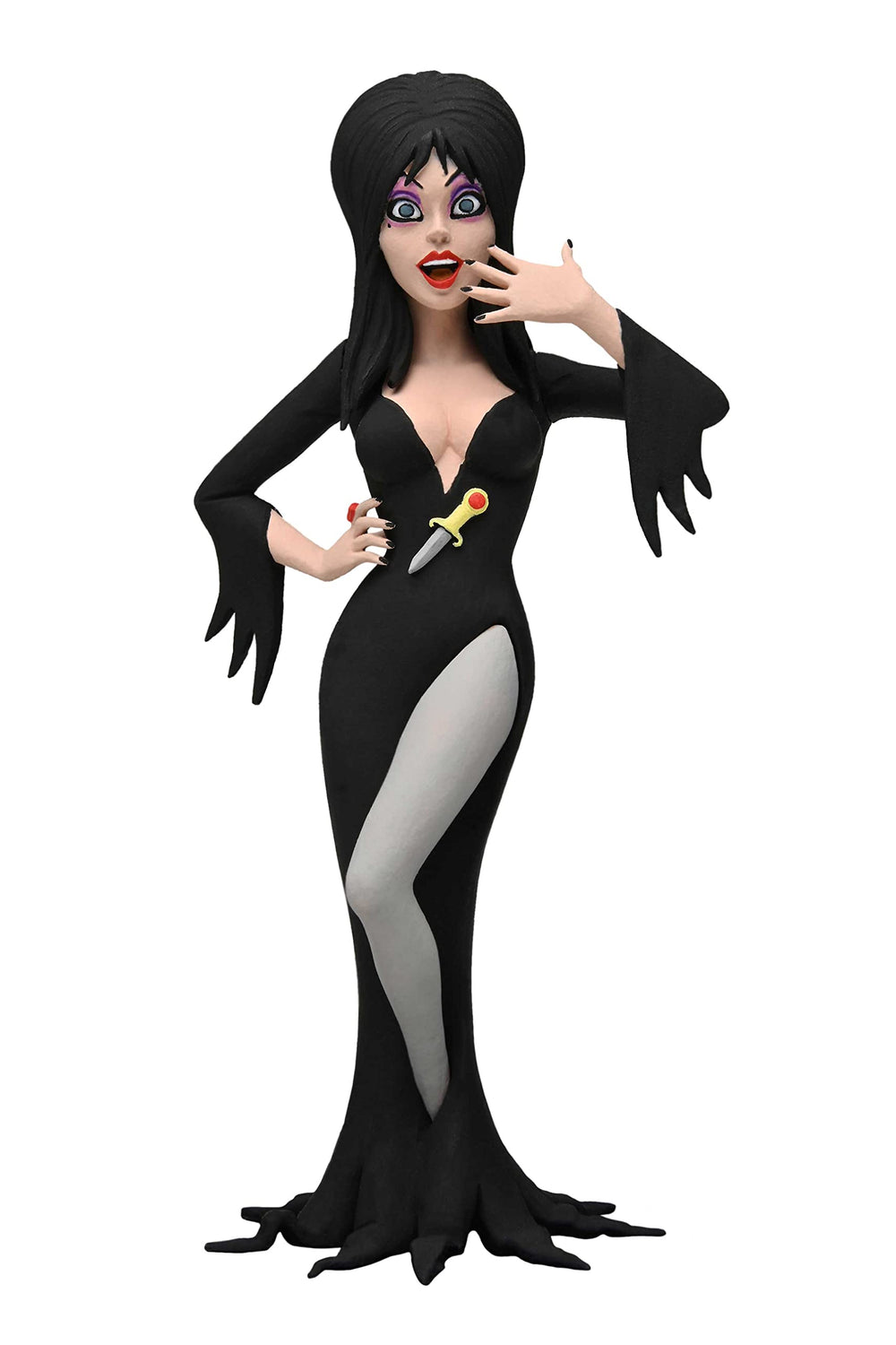 NECA Toony Terrors Elvira figure front view for display and collectability