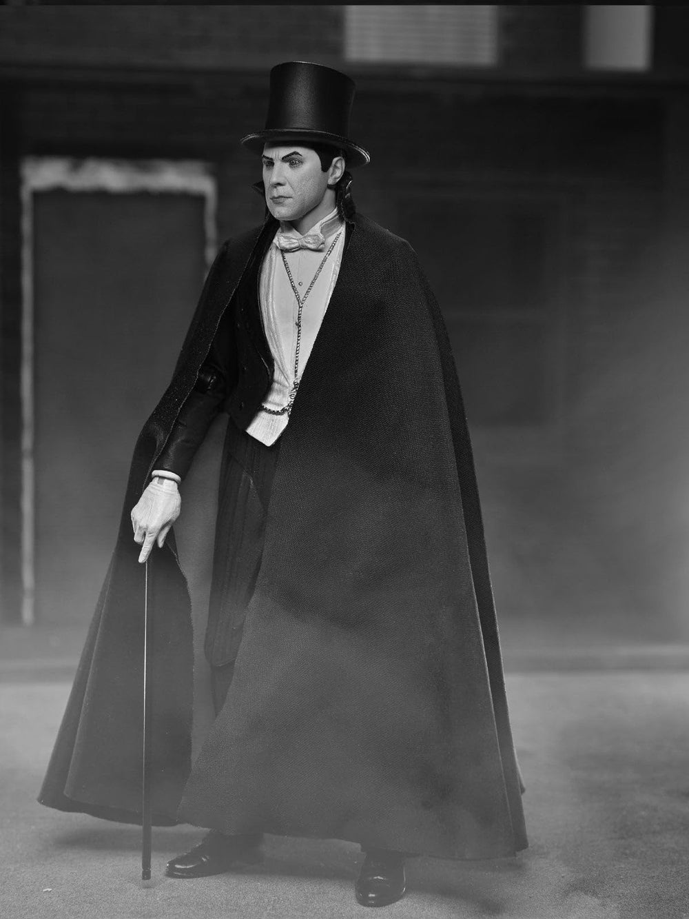 NECA Dracula Carfax Abbey accessories include hat, cane, bat, and stand.