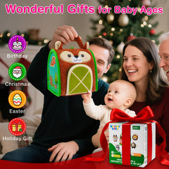 NECTAR BABY forest-friends plush-barn with strap enables travel-friendly playtime.