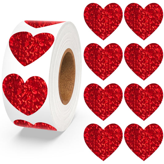 Nelisylux glitter heart stickers roll glimmers in red for crafts.