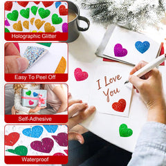 Nelisylux glitter heart sticker on a gift box for festive gifting