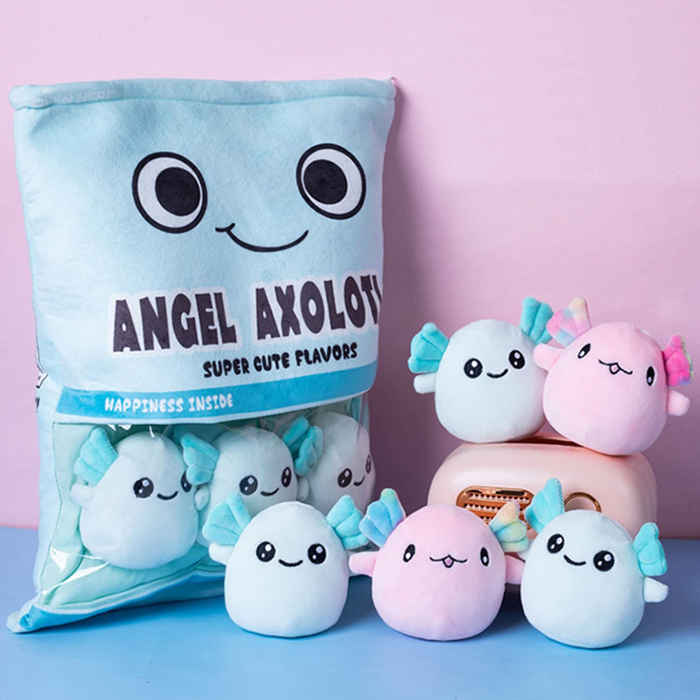 Nenalayo Axolotl pillow with fluffy blue surface for head support