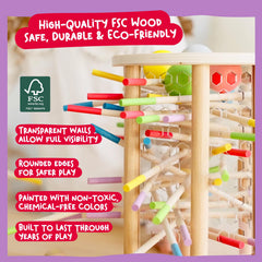 Nene Toys BALLFALL wooden construction emphasizes durable, safe play.