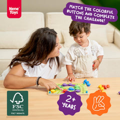 Nene Toys color cards and wooden nails support fine motor skill practice