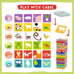 Nene Toys wooden tumble tower imaginative-builds fosters creativity and fine motor skills during family time.