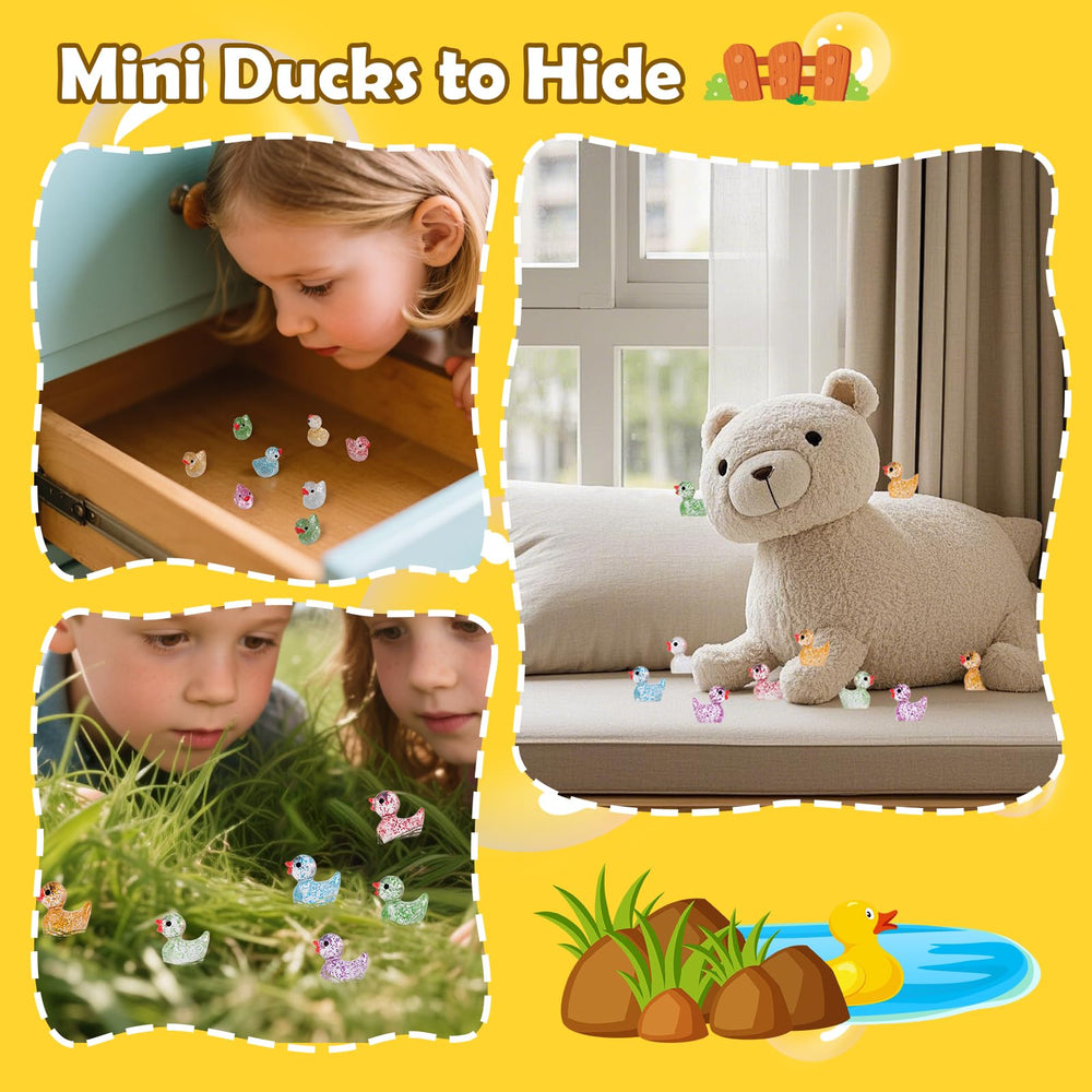 NEOACT miniature ducks in a fairy garden or dollhouse setting.