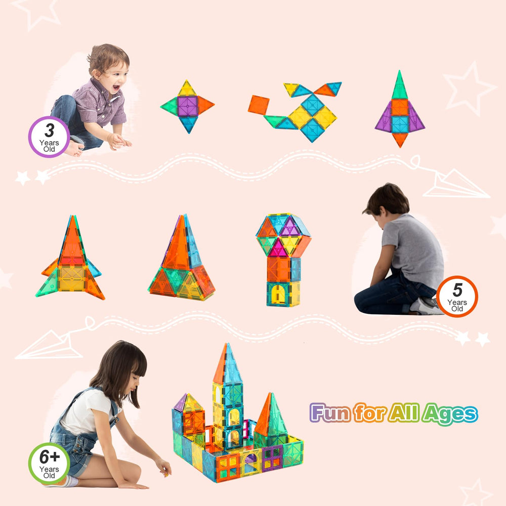 NEOFORMERS bonding magnetic tiles support solo or group play and collaboration.