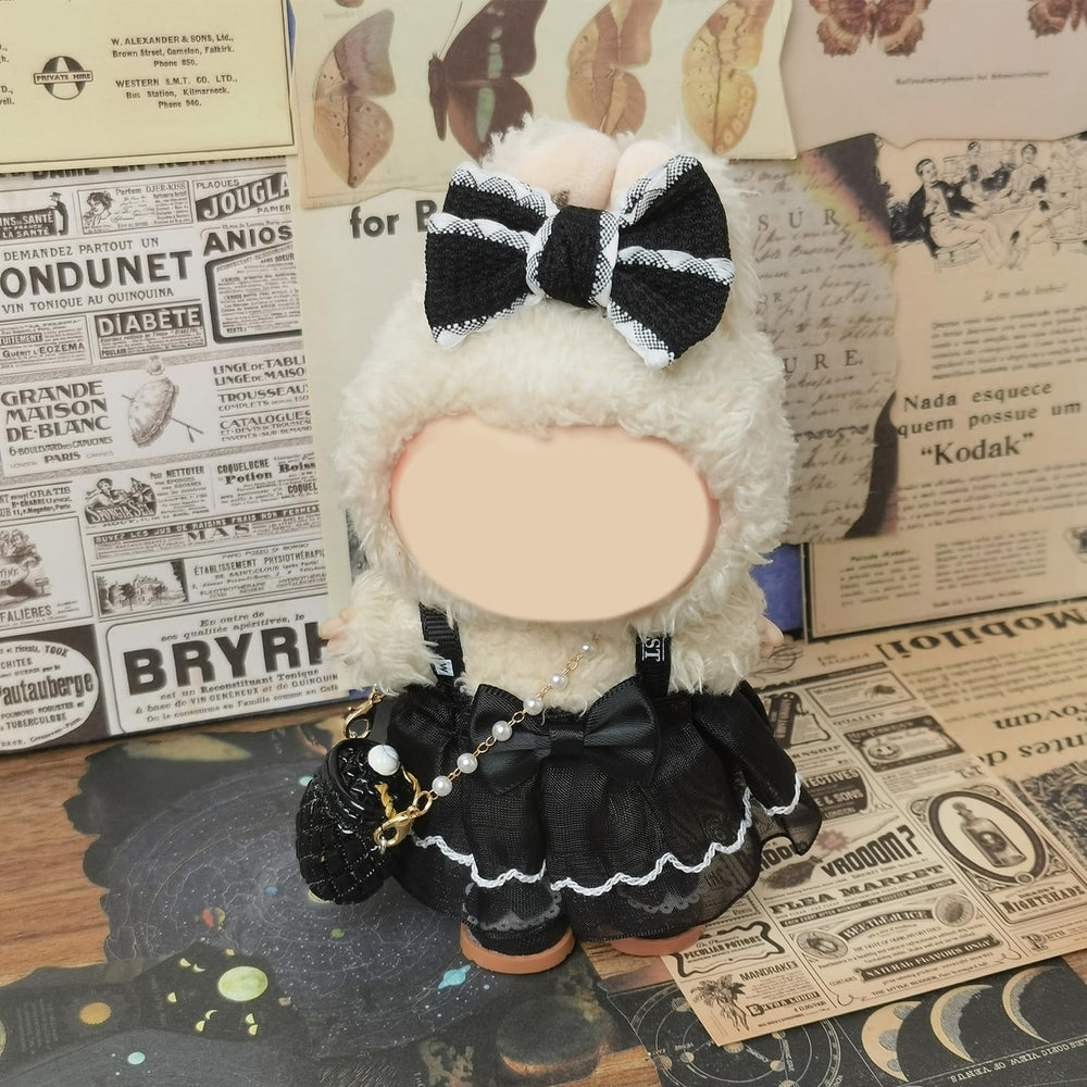 NEOVISTA 17cm Labubu diorama-ready setup with chic garments and props.