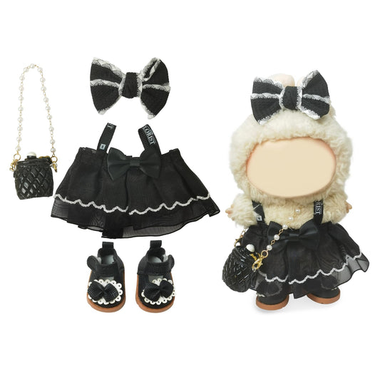 NEOVISTA Black Swan Belle mesh suspender dress adds balletcore elegance to 17cm Labubu.