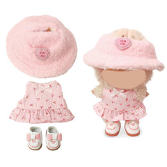 NEOVISTA Cherry Picnic Dress Set for LABUBU Doll – 3-Piece Pastoral Outfit (17cm)