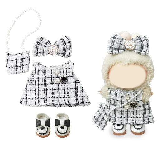 NEOVISTA Labubu tweed bow dress for elegant play and display