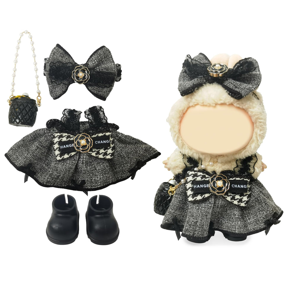 NEOVISTA Labubu doll houndstooth dress set for chic display and photography.
