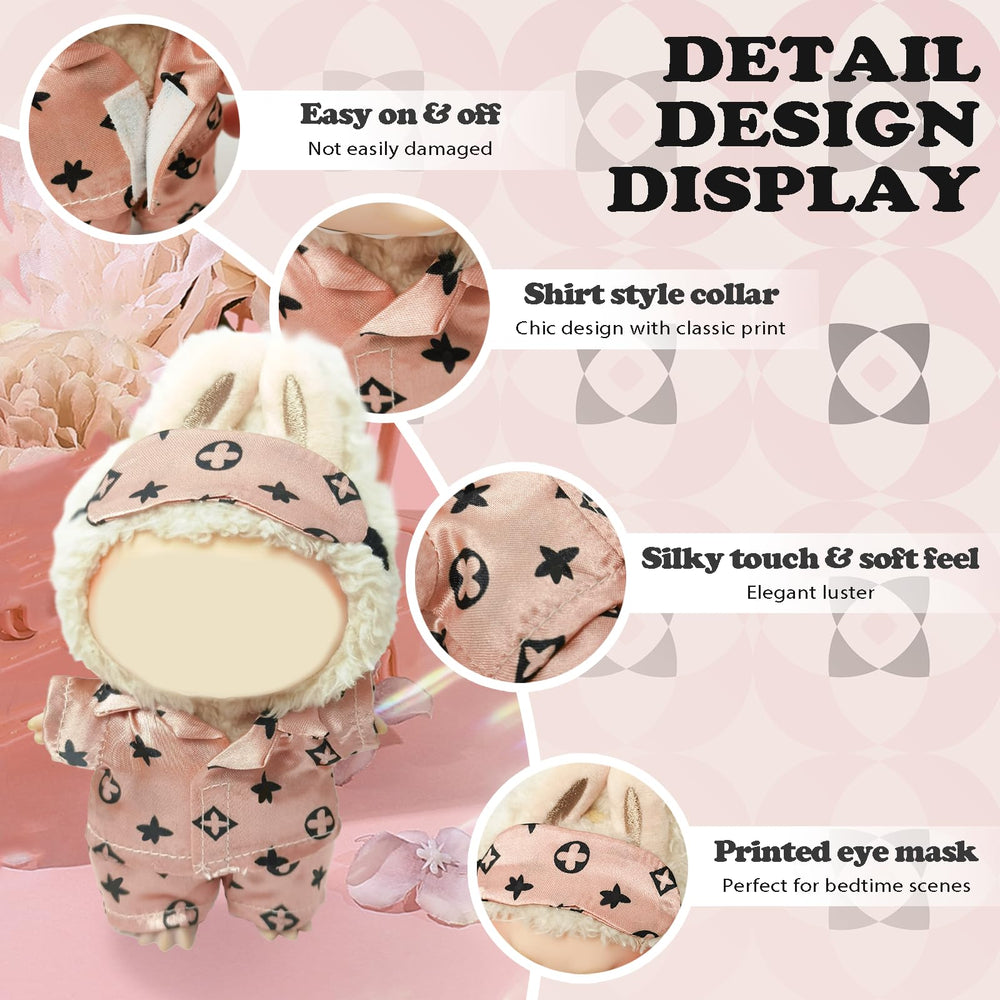 Glossy satin fabric from NEOVISTA Rosy Sleepwear set for Labubu dolls
