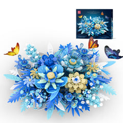 NERCISU blue flowers bouquet building set – lifelike petals for elegant display.