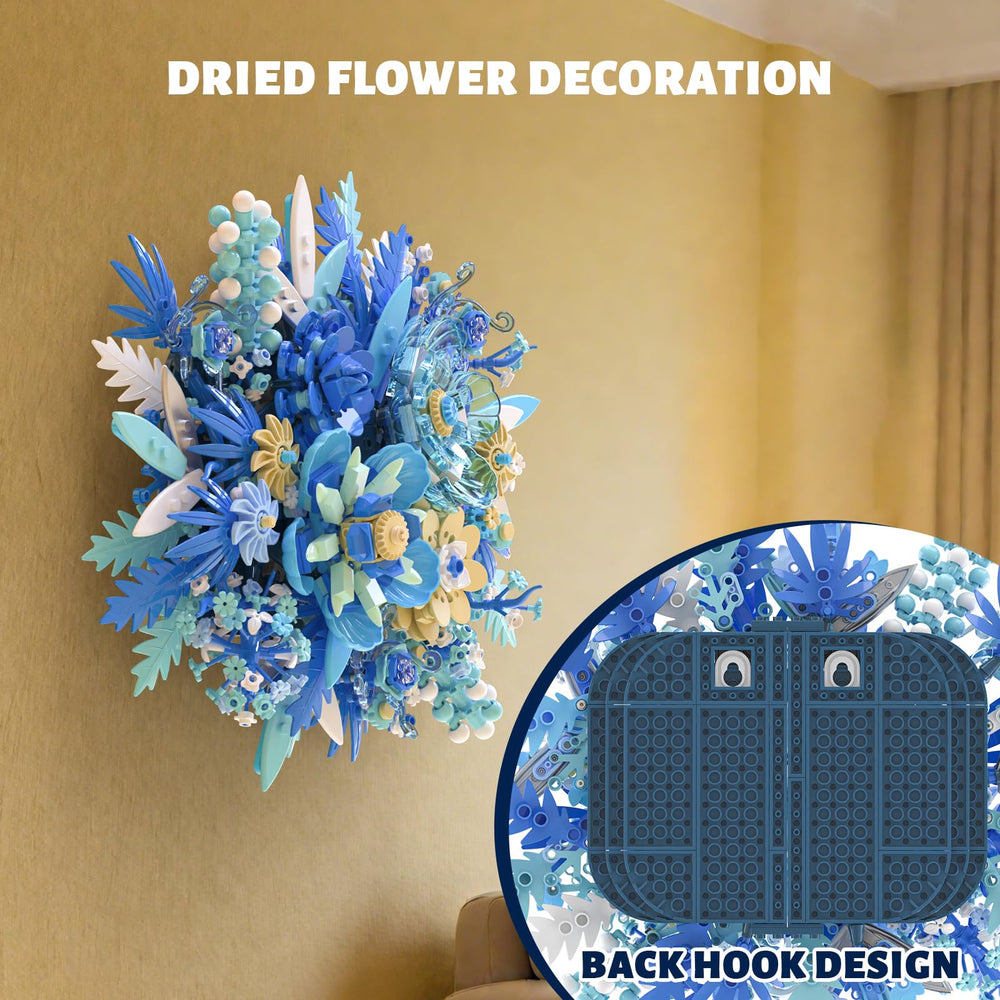 NERCISU blue flowers wall mount option – easy wall art installation.