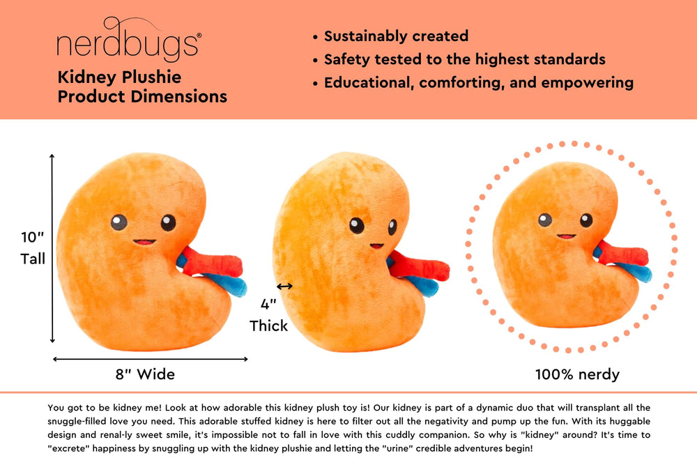 nerdbugs Kidney Plush in hands suggests portable comfort for hospital stays