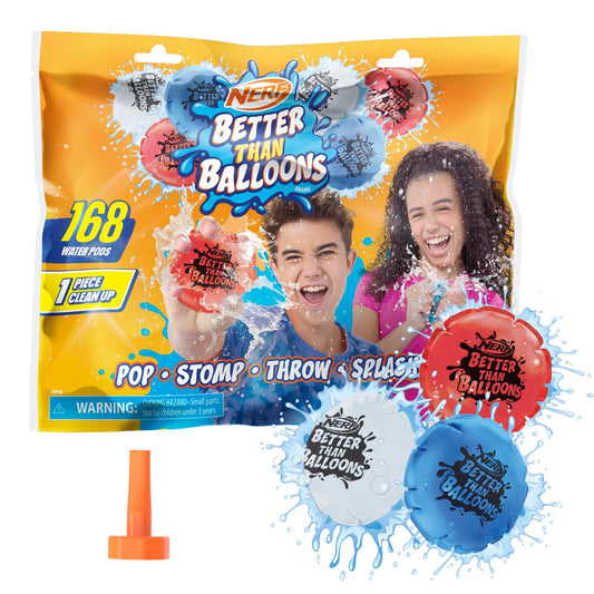 Nerf Better Than Balloons water pods pack delivers fast, mess-free backyard fun.