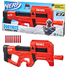 Nerf Compact SMG acceleration button powers energized blasting.