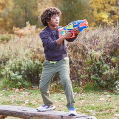 NERF DinoSquad Terrodak outdoor-battle scene captures group play energy.
