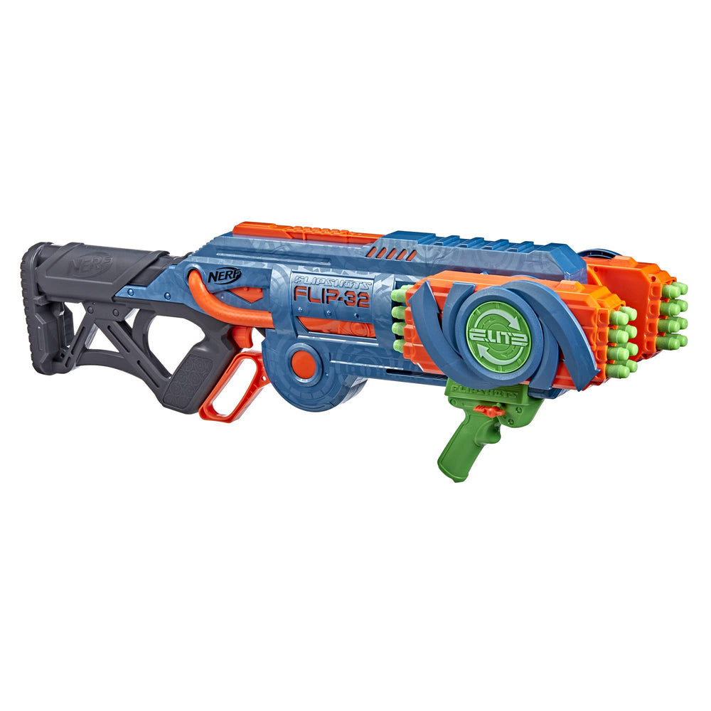 Nerf Elite 2.0 Flipshots front view highlights eight front barrels for rapid-fire