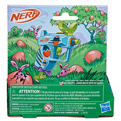 Nerf Elite 2.0 Egg Hunt Blaster in spring-colored action, kids playing outdoors.