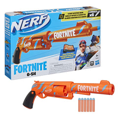 Nerf Fortnite 6-SH blaster with camo wrap for immersive play.