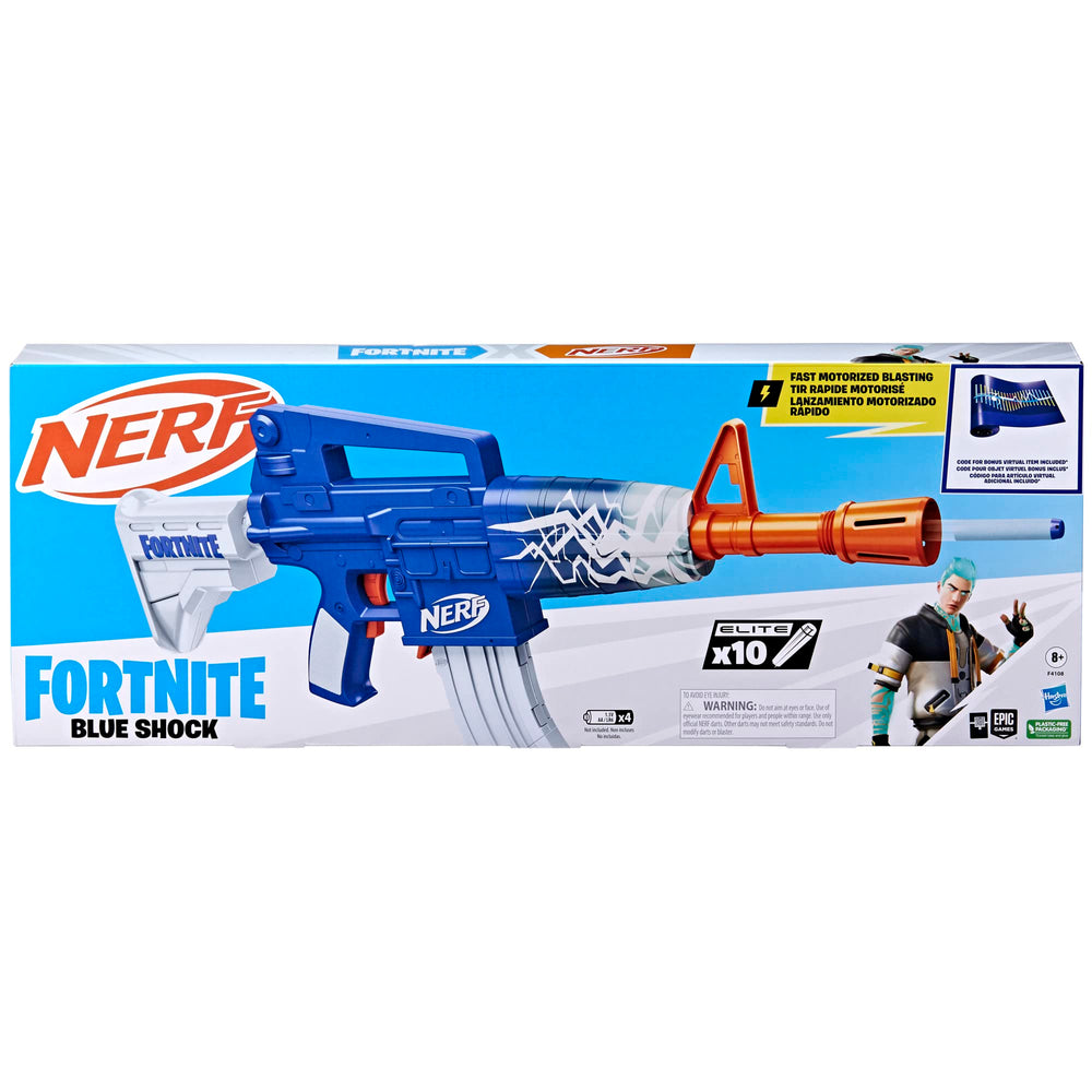 Close-up of the Blue Shock wrap on the Nerf blaster