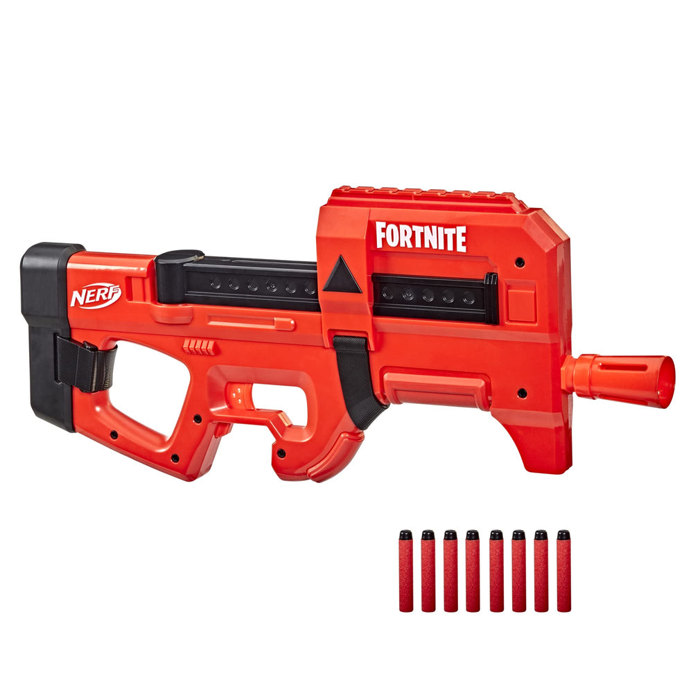 Nerf Fortnite Compact SMG Blaster with Ultra Red wrap for fast, precise blasts.