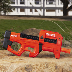 Internal 8-dart clip visible in Nerf Fortnite Compact SMG for quick reloads