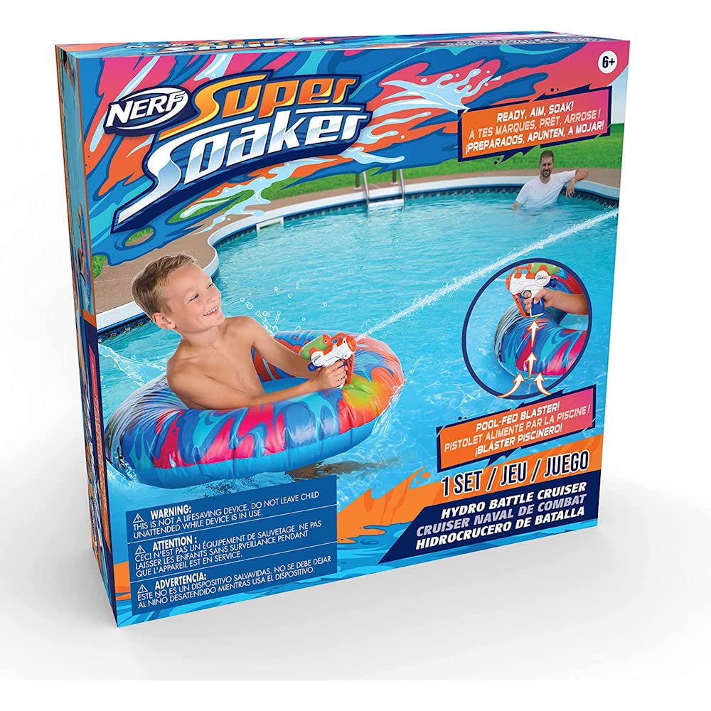 Nerf Hydro Battle Cruiser mounted mega blaster for epic splash battles and pool play.