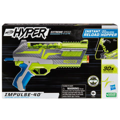 NERF Hyper Impulse-40 hopper doors open for instant reloads.