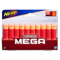 Nerf Mega Darts 10-pack front view showcasing flight-ready design and power